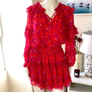 Misa Los Angeles Pink Ruffle Dress Sz XS